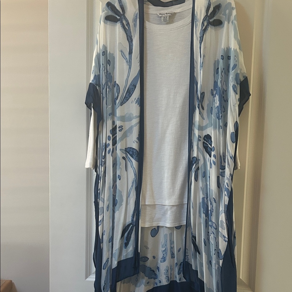 Lightweight Blue Floral Kimono Cover-Up